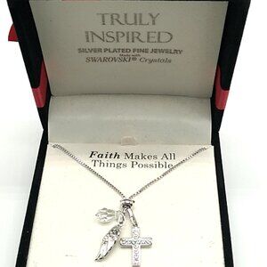 Truly Inspired Fine Jewelry Swarovski Crystal Necklace Silver Plated NIB